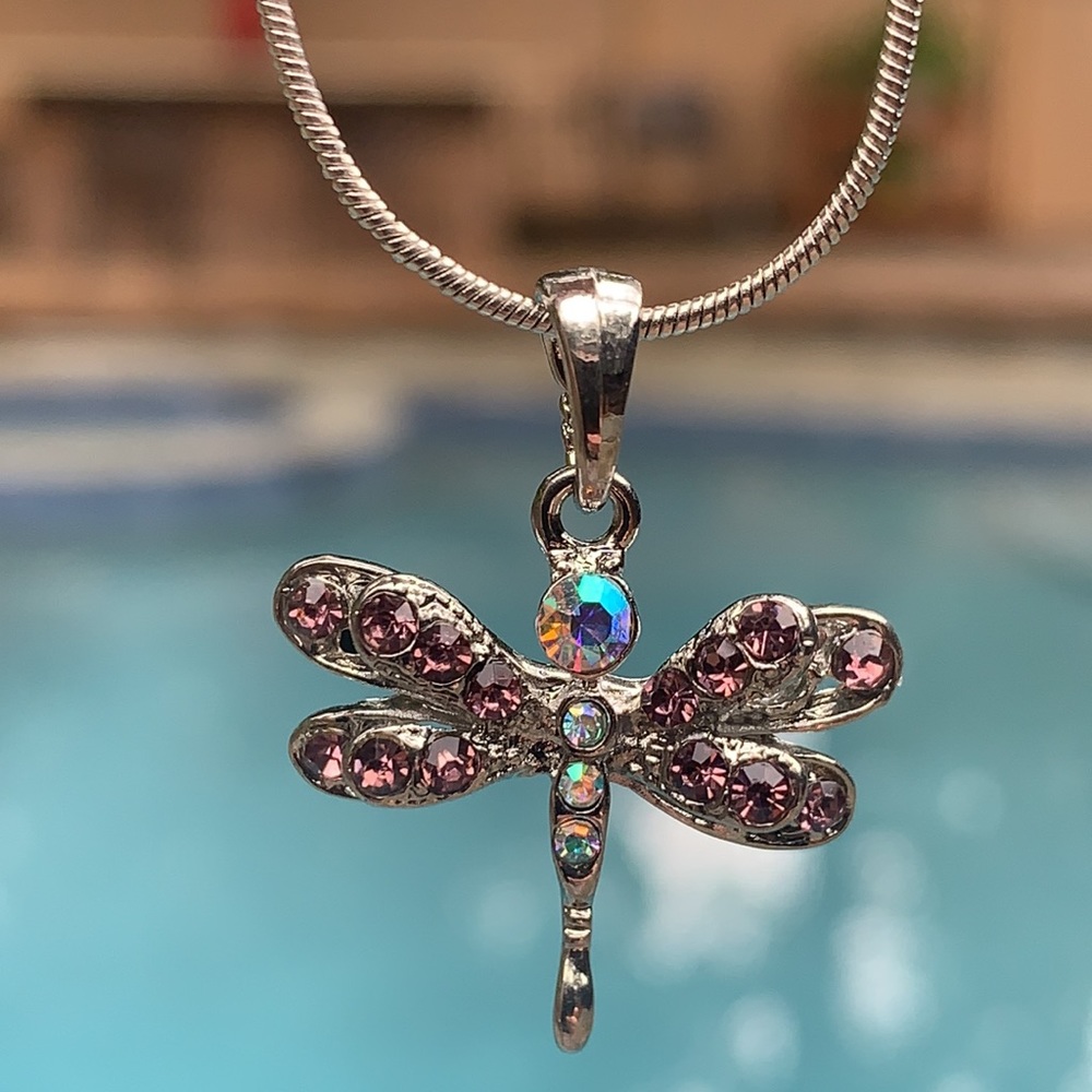 New Crystal Dragonfly necklace with 16” chain
